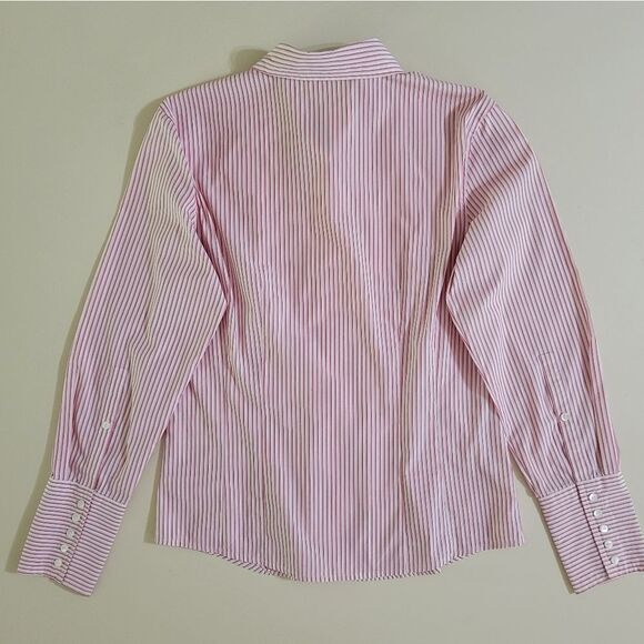 Ann Taylor Women's Pink Stripe Button-Down Dress Shirt - Picture 13 of 14
